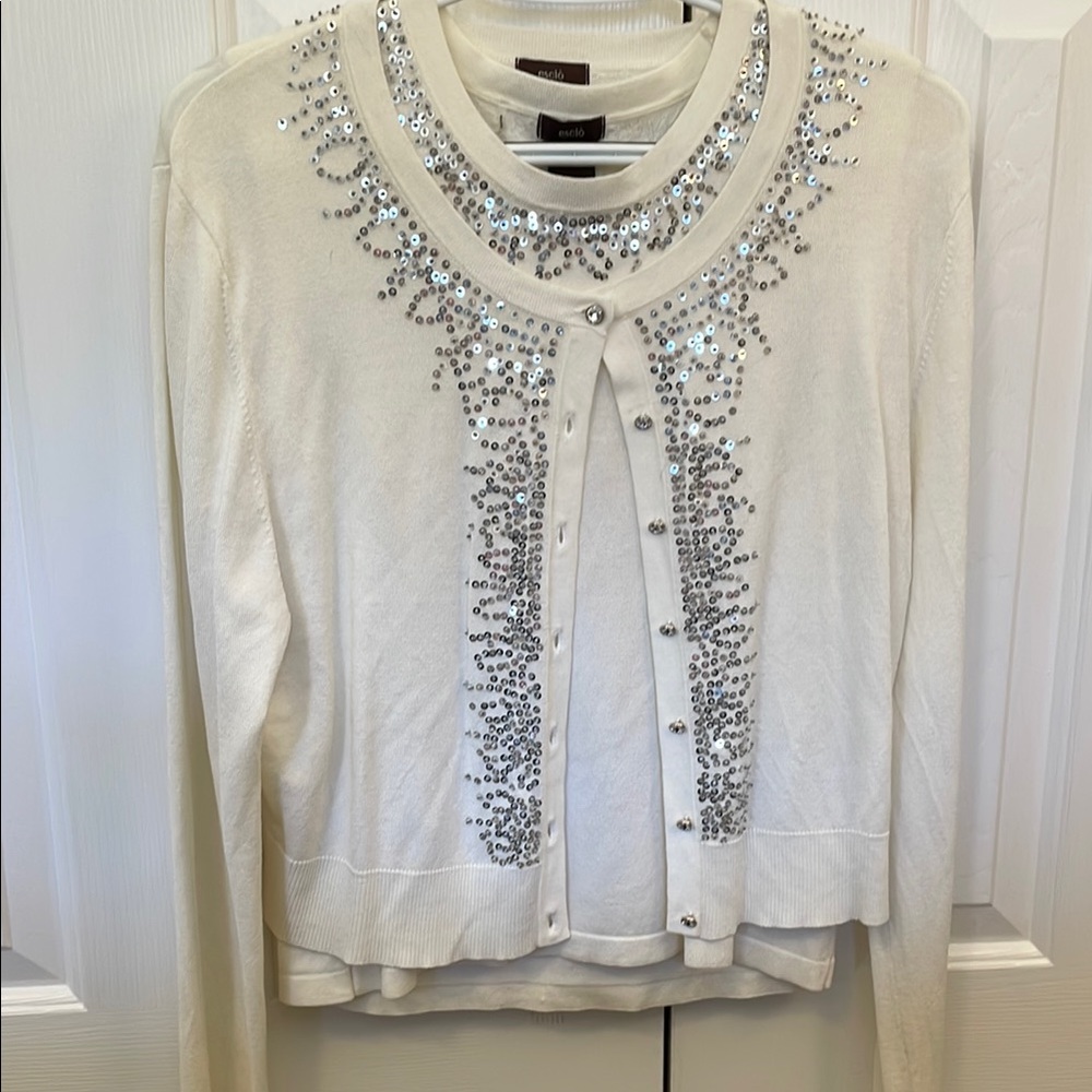 Embellished Ivory Cardigan and Sweater
